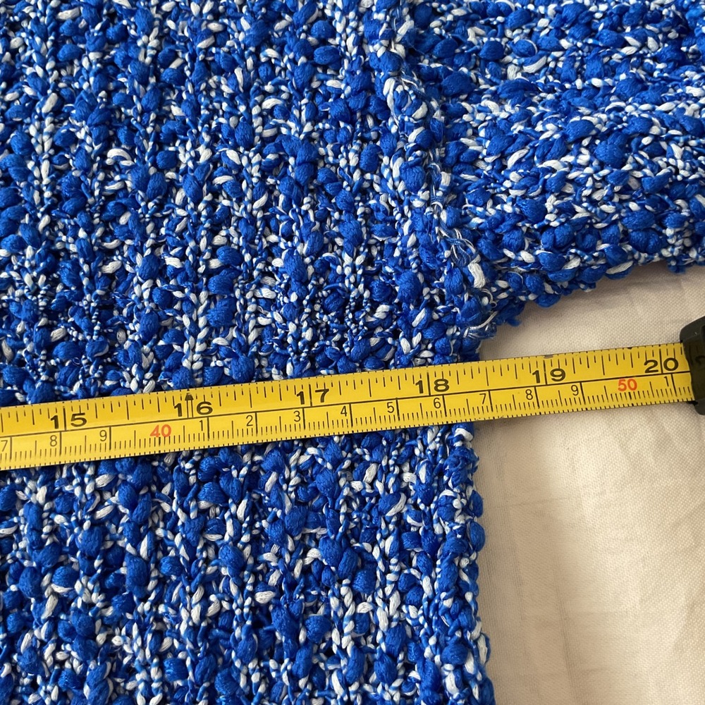 Milly New York Sweater Top S Blue Textured Popcorn Knit Button Tab Short Sleeve - Picture 13 of 15